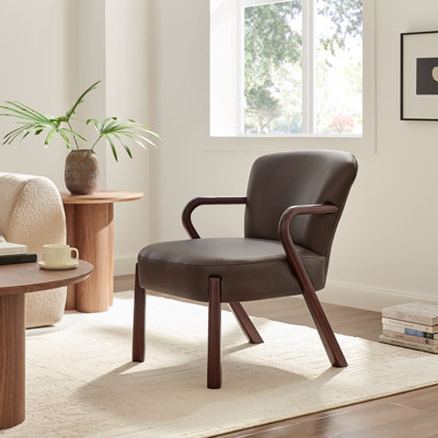 Fauteuil d'appoint rembourré en similicuir Arden espresso