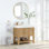 Meuble-lavabo simple 35,4 po gris cendré lavé avec plateau en pierre intégré Maho