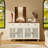 Vintage Sideboard Buffet Cabinet With Hand-Carved Geometric Doors, Distressed Light Wood Finish, And Ample Storage For Dining Essentials-575499167
