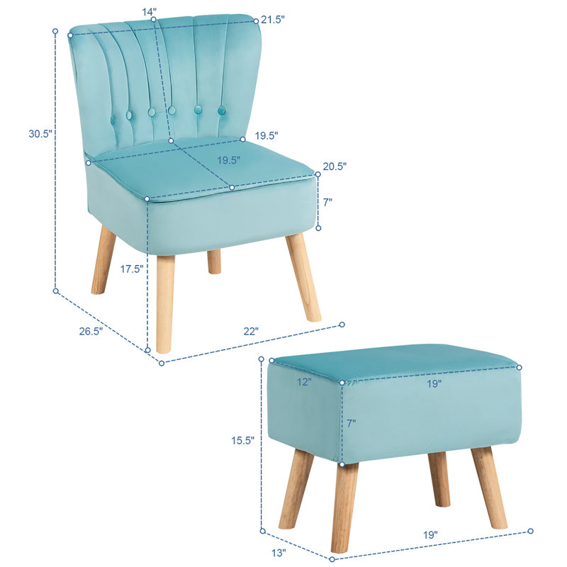 Fauteuil de chambre avec repose-pieds Abarca, Vert