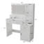Coiffeuse blanche avec tiroirs et armoire de rangement pour une organisation efficace du maquillage