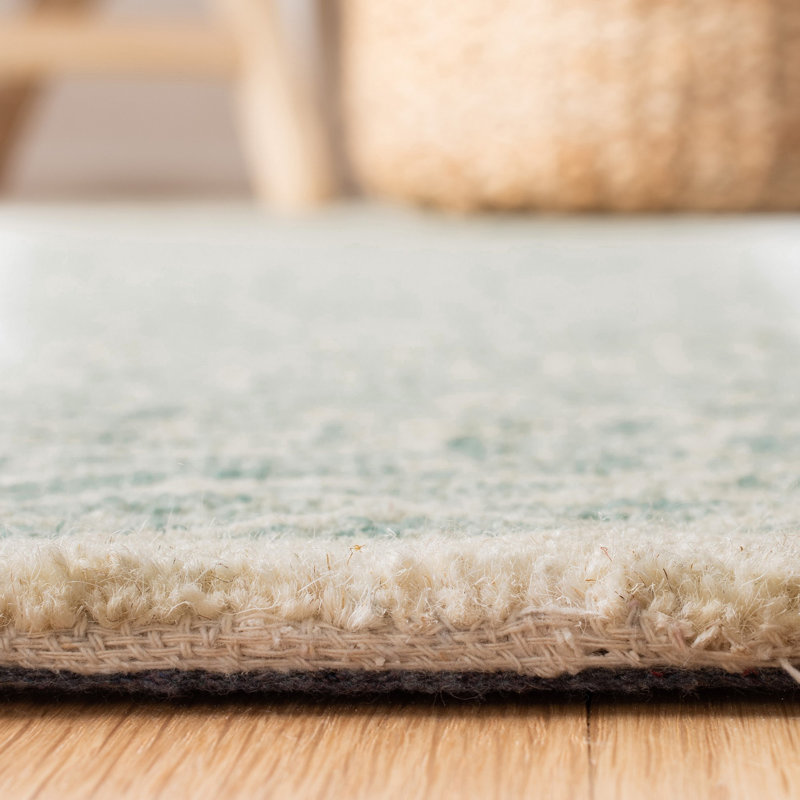 Milbridge Geometric Handmade Tufted Wool Blue/Ivory Area Rug, Rectangle 8' x 10'