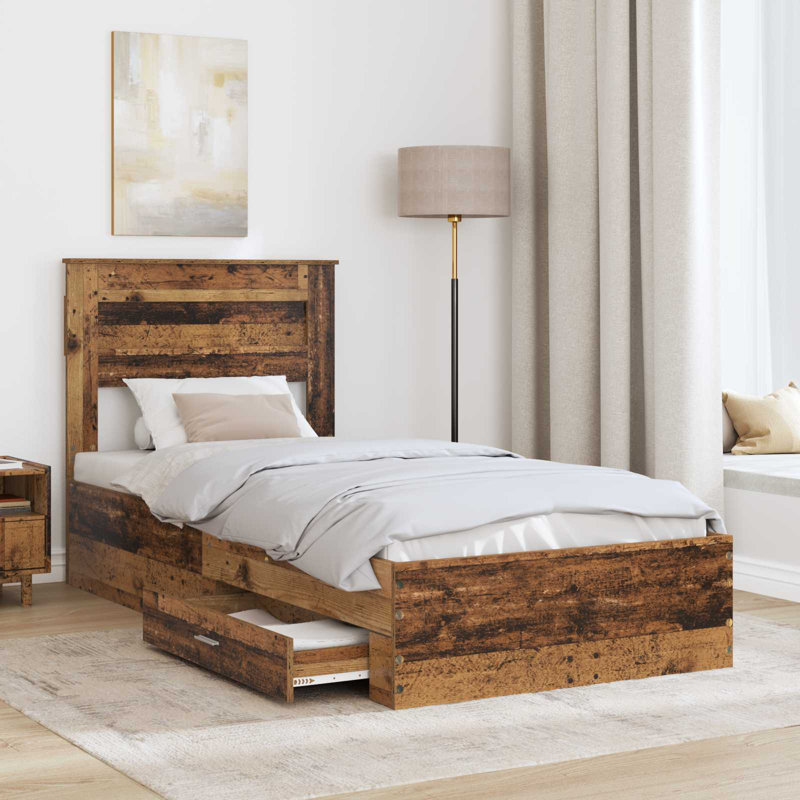 Bed, European Single (90 x 200 cm), Old Wood