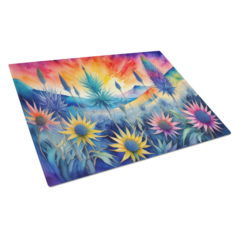 Grande planche à découper en verre Eryngium