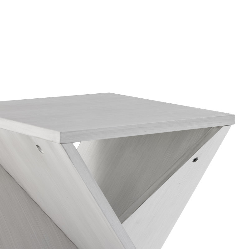 Farmhouse Square Solid Wood End Table With Twisted Design, White
