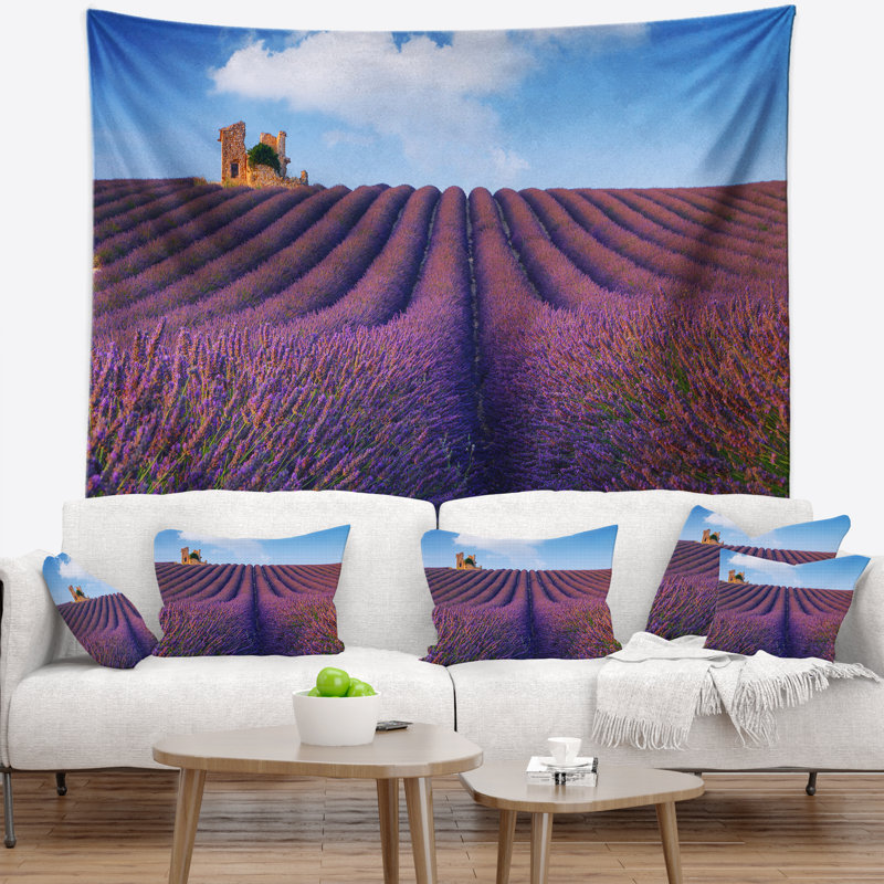 Tapisserie paysage mauve lavande, H 50 po x l 60 po
