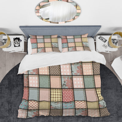 Multicolor Denim Patchwork - Patterned Duvet Cover Set