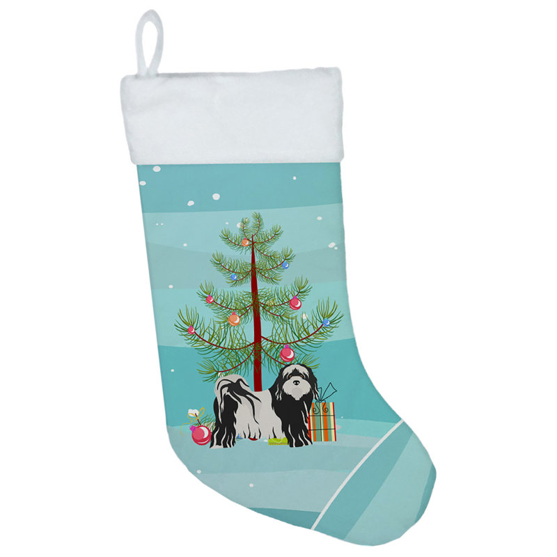 Chaussette de noël joyeux de noël, Terrier tibétain