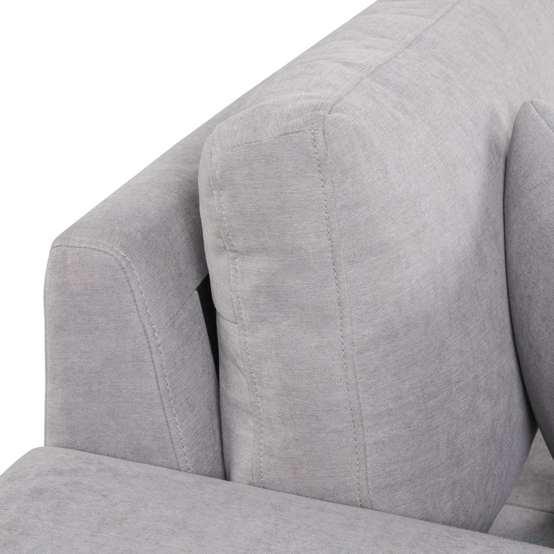 Canapé modulaire rembourré 4 pièces Brihany, Lin gris, Orienté à droite