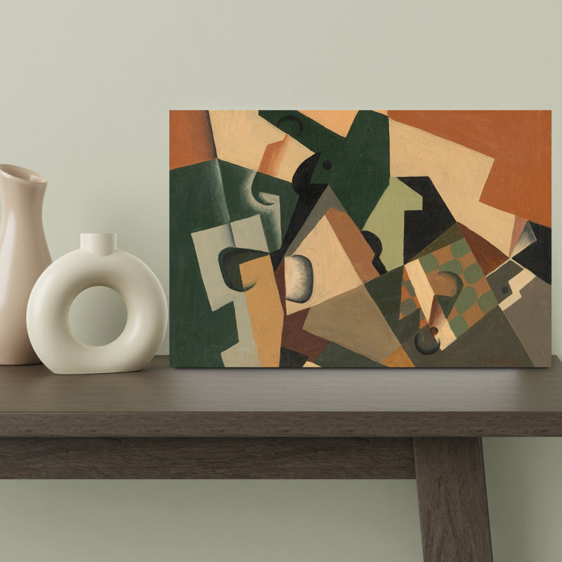 Et damier, vers 1917, estampe d'art mural abstrait contemporain, H 12 po x l 18 po
