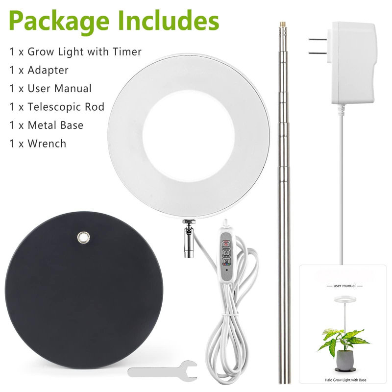 Grow Light, LED Plant Light For Indoor Plants Growing, Full Spectrum Desk Growth Lamp With Automatic Timer For 4H/8H/12H, 4 Dimmable Levels, Height Adjustable 9.8"-30.6"