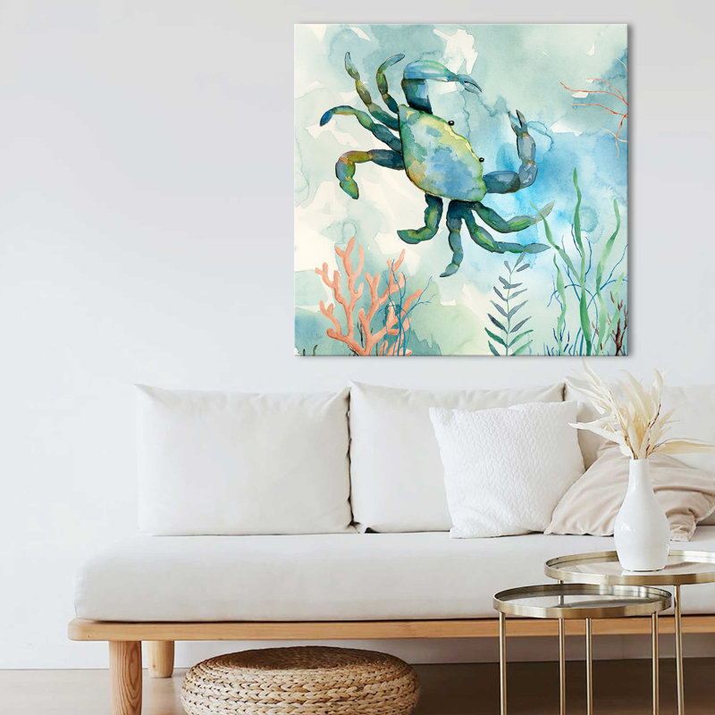"Coral Bay Crab" par Nan, reproduction sur toile, H 24 po x l 24 po x P 1,5 po