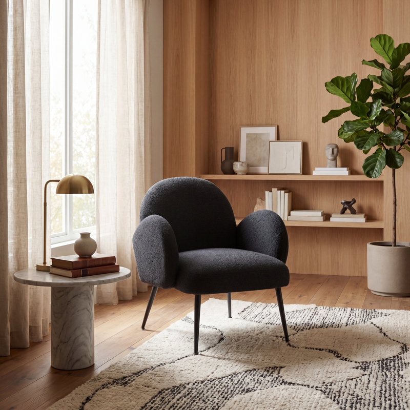 Upholstered Armchair, Black