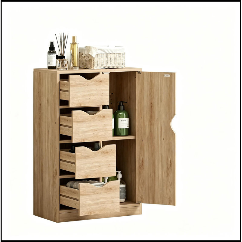 Aadi avec 1 porte en bois et 4 tiroirs