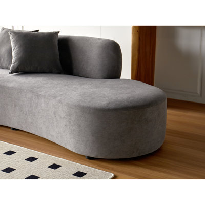 90" Curved Luxury 4 Seater Velvet Couch With Half Moon Ergonomics, High - Density Foam Support, Throw Pillows, Grey For Apartment & Office Decor Style, Foam, Living Spaces