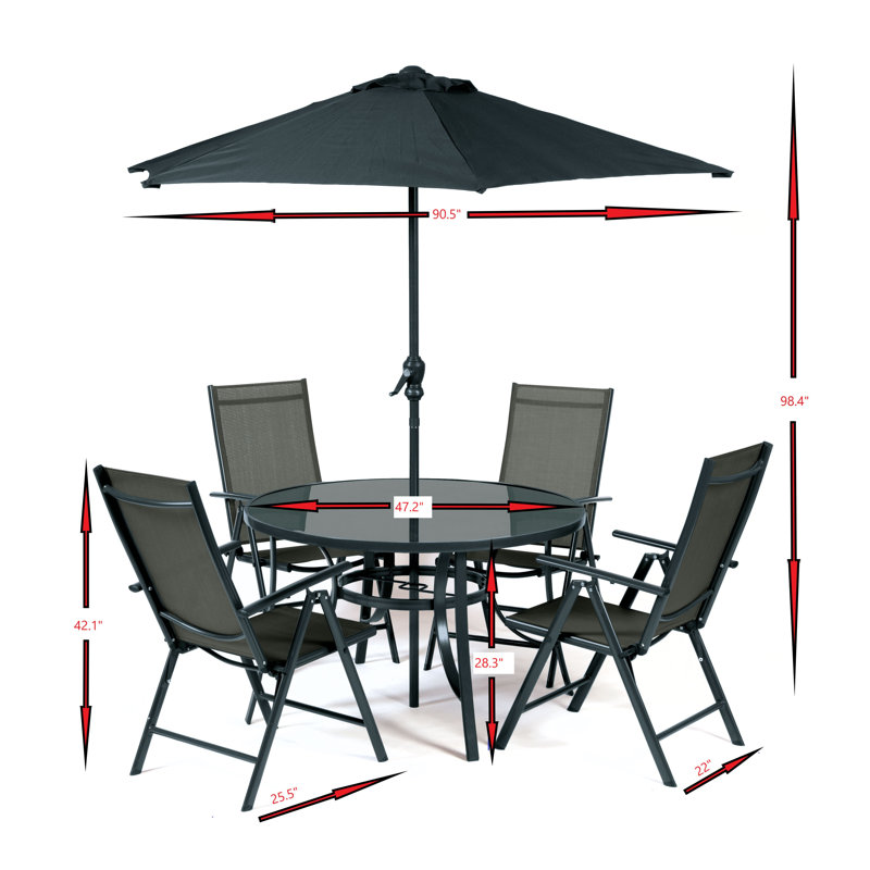 Ensemble repas 5 pièces avec parasol Ubon