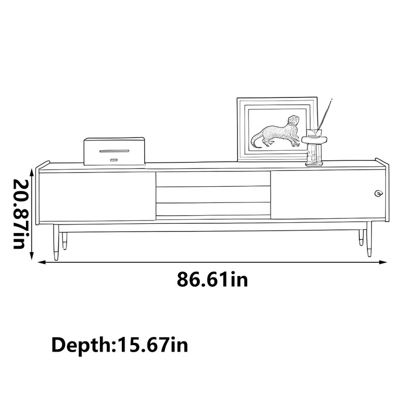 Black fashion pop TV cabinet, 86.61"
