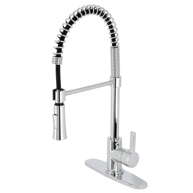 Kingston Brass Continental Single-Handle 1-Hole Deck Mount Pre-Rinse Kitchen Faucet, Polished Chrome