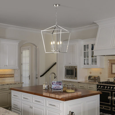 Lustre suspendu 4 lumières en nickel brossé