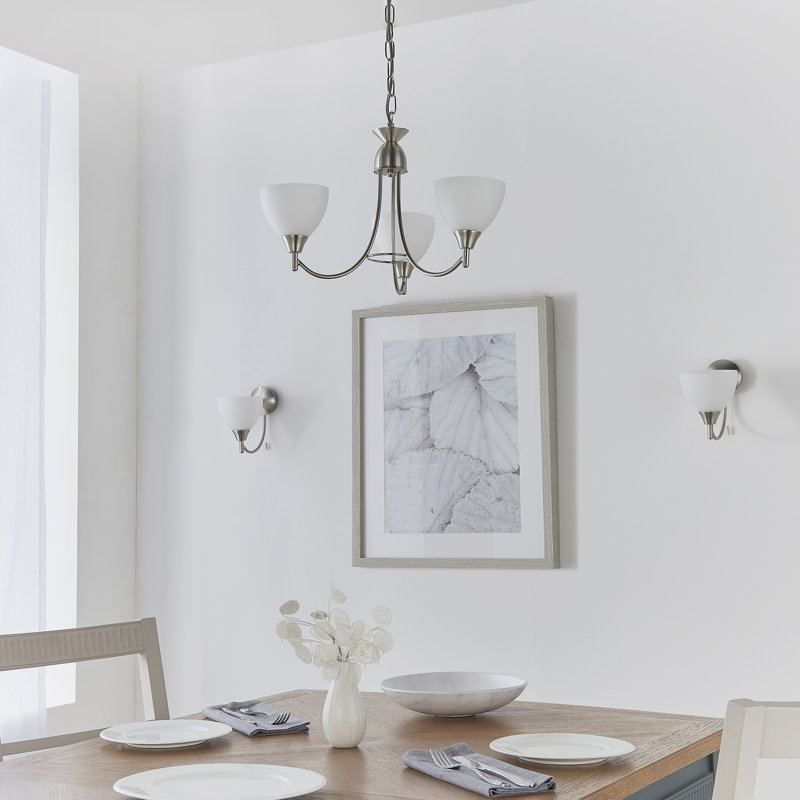 Barium 3 - Light Shaded Chandelier, Antique Silver