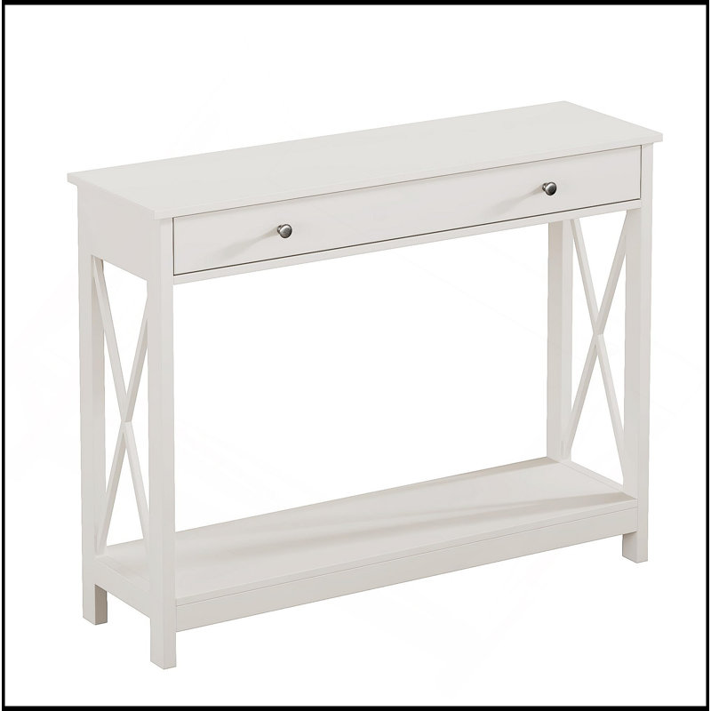Console avec tiroir et tablettes de rangement, canapé de vestibule de vestibule pour le salon, couloir, blanc, Blanc