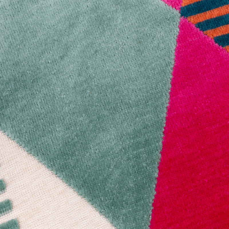 Metro Harlequin Geometric Square Cushion, Feather, Blue/Pink/Orange