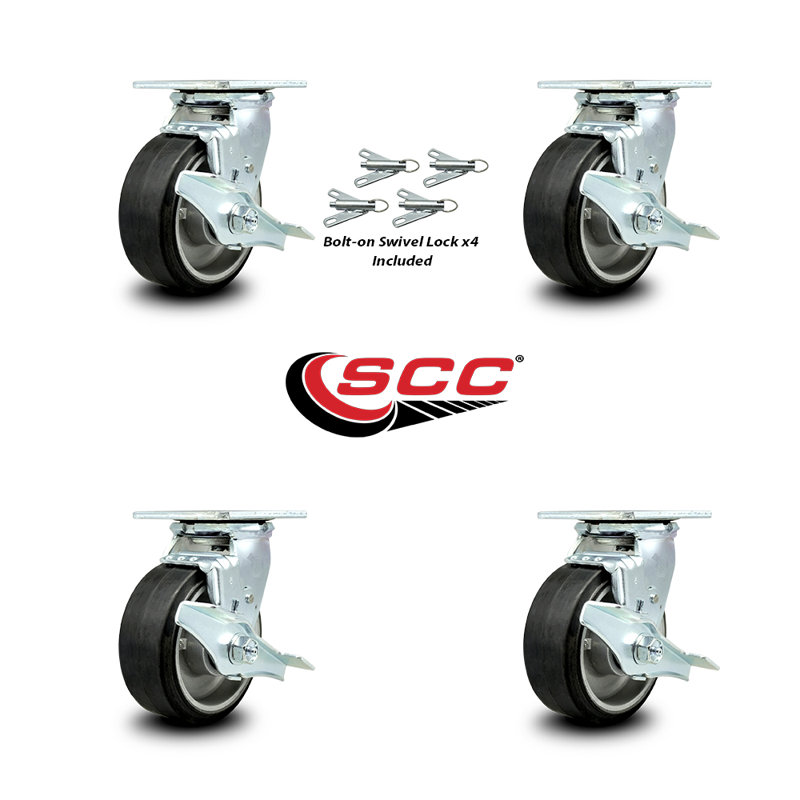 Caoutchouc sur roulettes en aluminium avec roulements et frein
