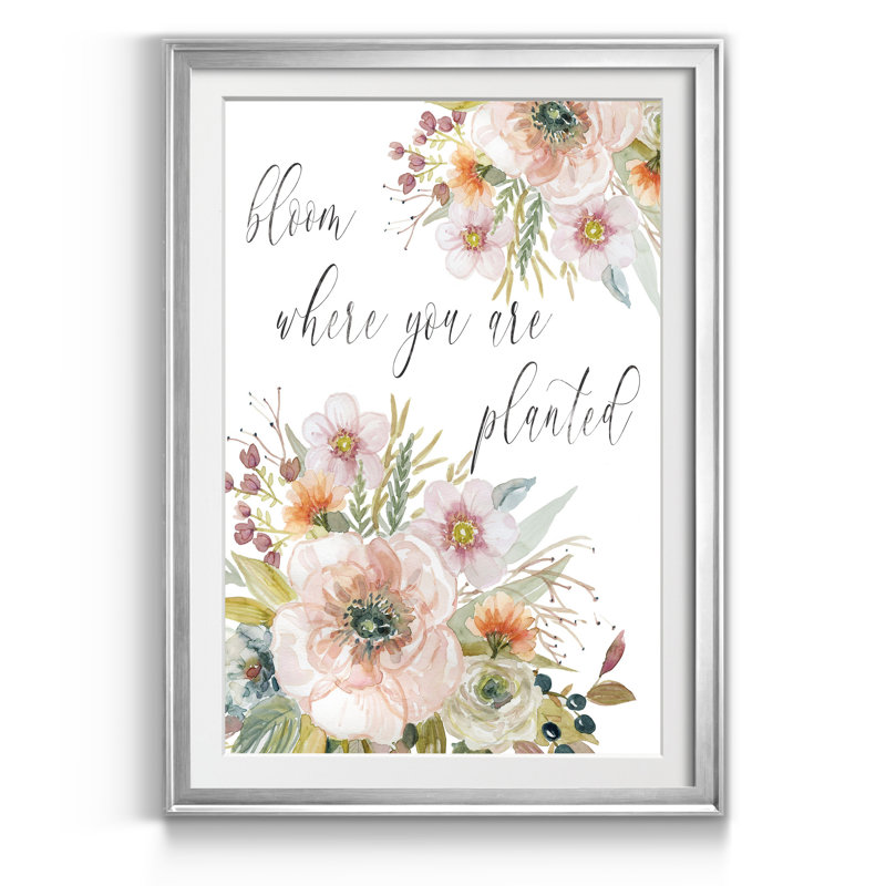 «Peach Bloom I», reproduction d'art sur papier encadré, H 18,5 po x l 24,5 po x P 1,5 po, Argent