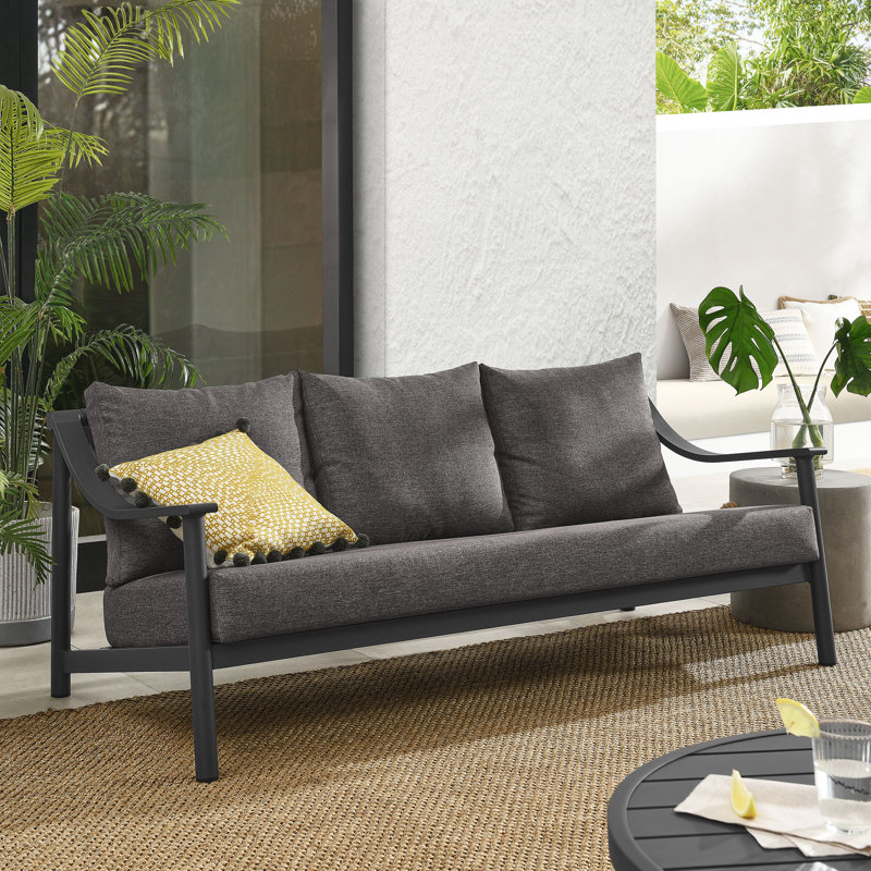 Terrace 3-Seat Carbon Graphite Aluminum Outdoor Sofa