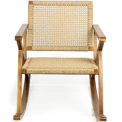 Teak Rattan Rocking Chair
