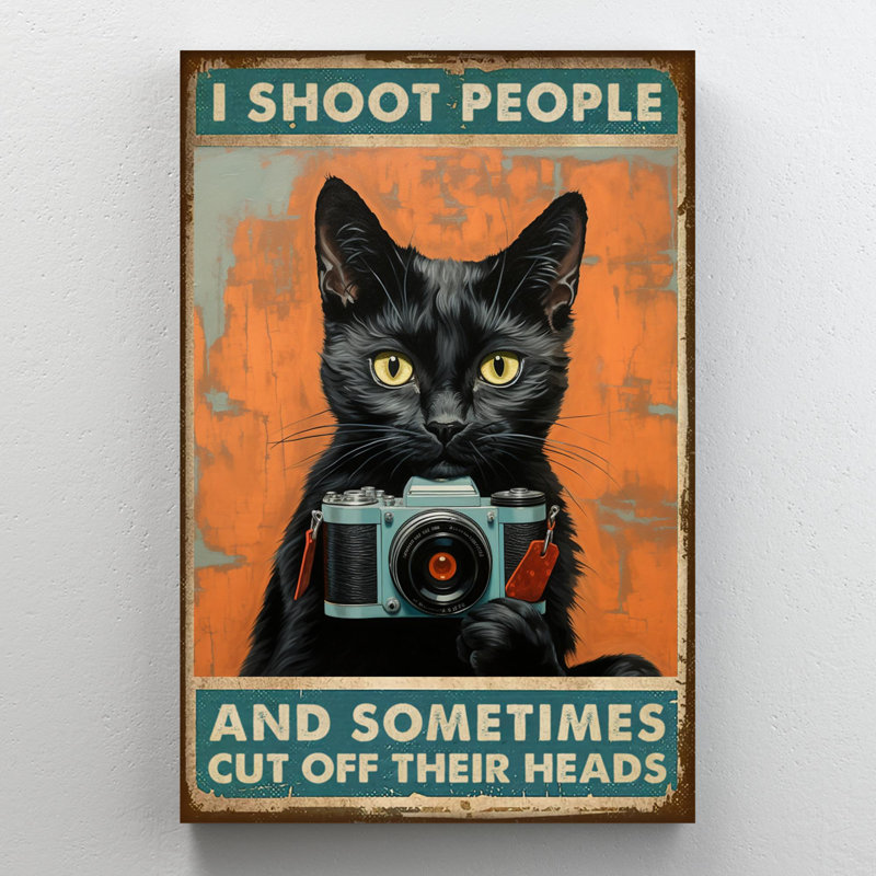 «Black Cat I Shoot People» sur toile, H 36 po x l 24 po x P 1,25 po