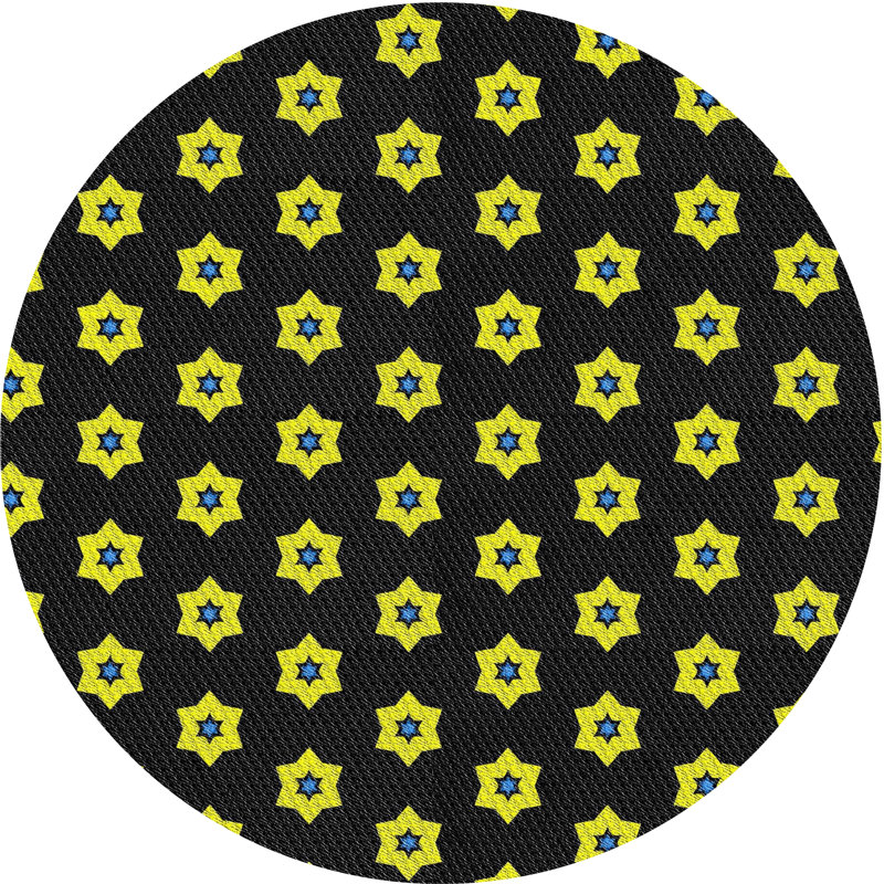 Tapis jaune / noir Power Loom, Rond 7 pi