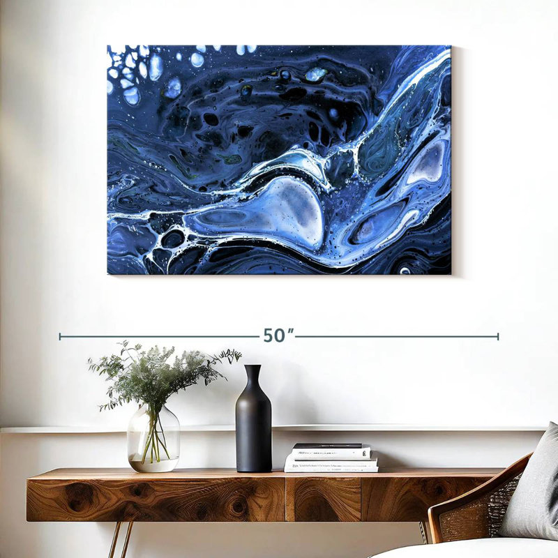 Avery Dark Blue Abstract, 26" H x 39" W