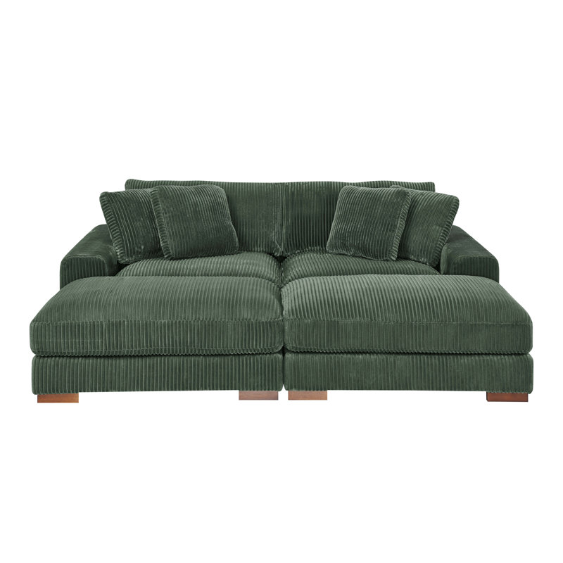 Canapé modulaire Braedon, Velours côtelé vert foncé