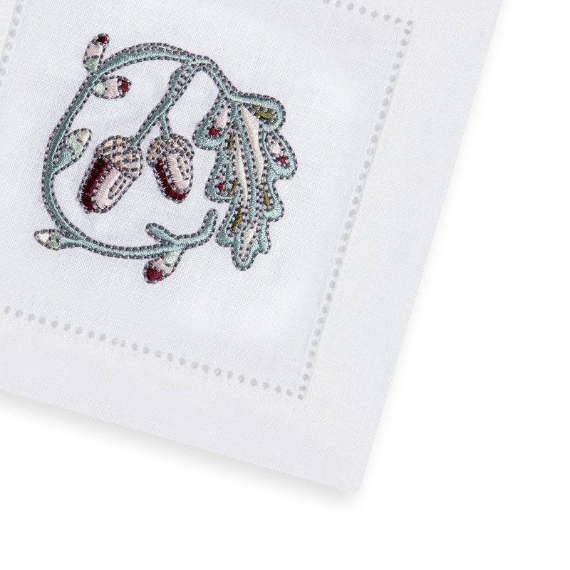 Fruit Motif Embroidered Linen Cocktail Napkins