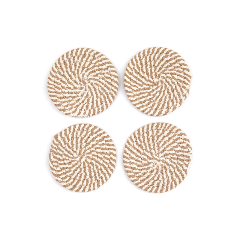 Jute Round 4 Piece Coaster Set