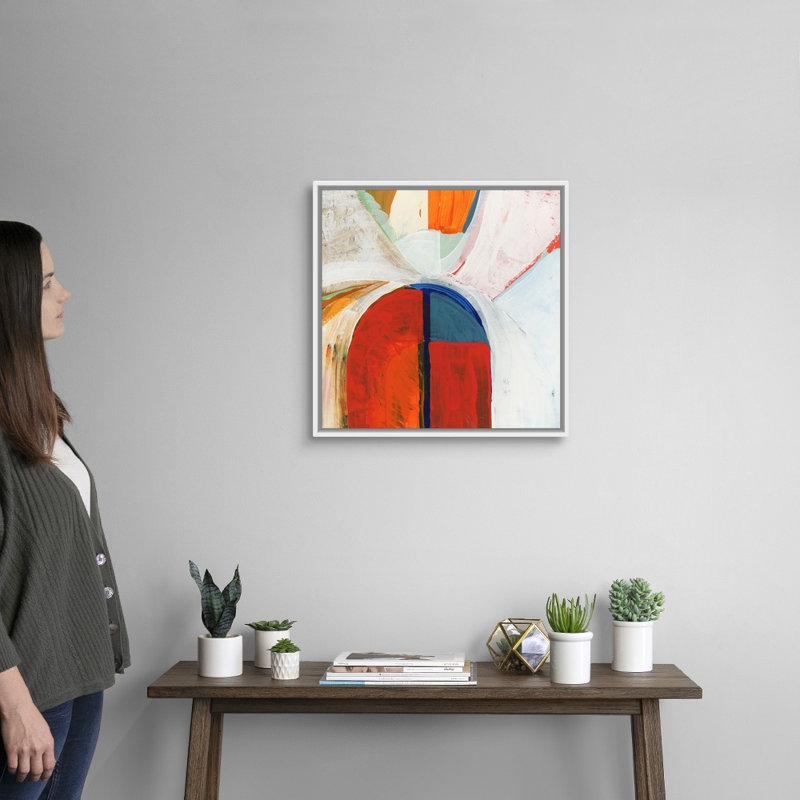 Bleu orange IV - reproduction d'art, H 22 po x l 22 po x P 1,75 po, Toile blanche encadrée