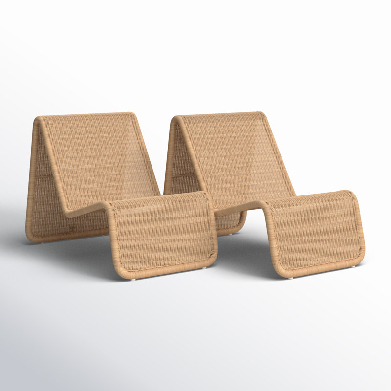 Wave Stackable Lounge Chair, Natural - Set Of 2