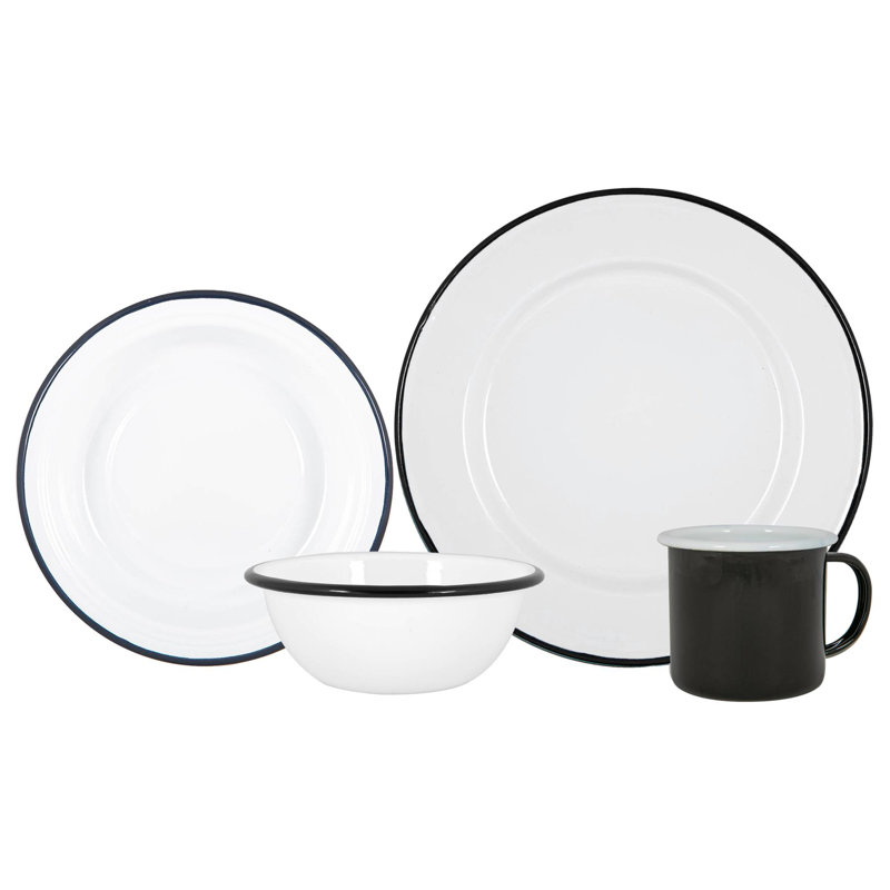 Piece Dinnerware Set - Service for 4, Black