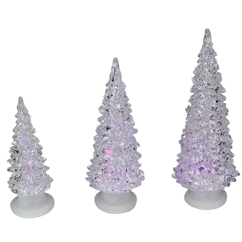 Set Of 3 Colour Changing Led Lighted Christmas Trees