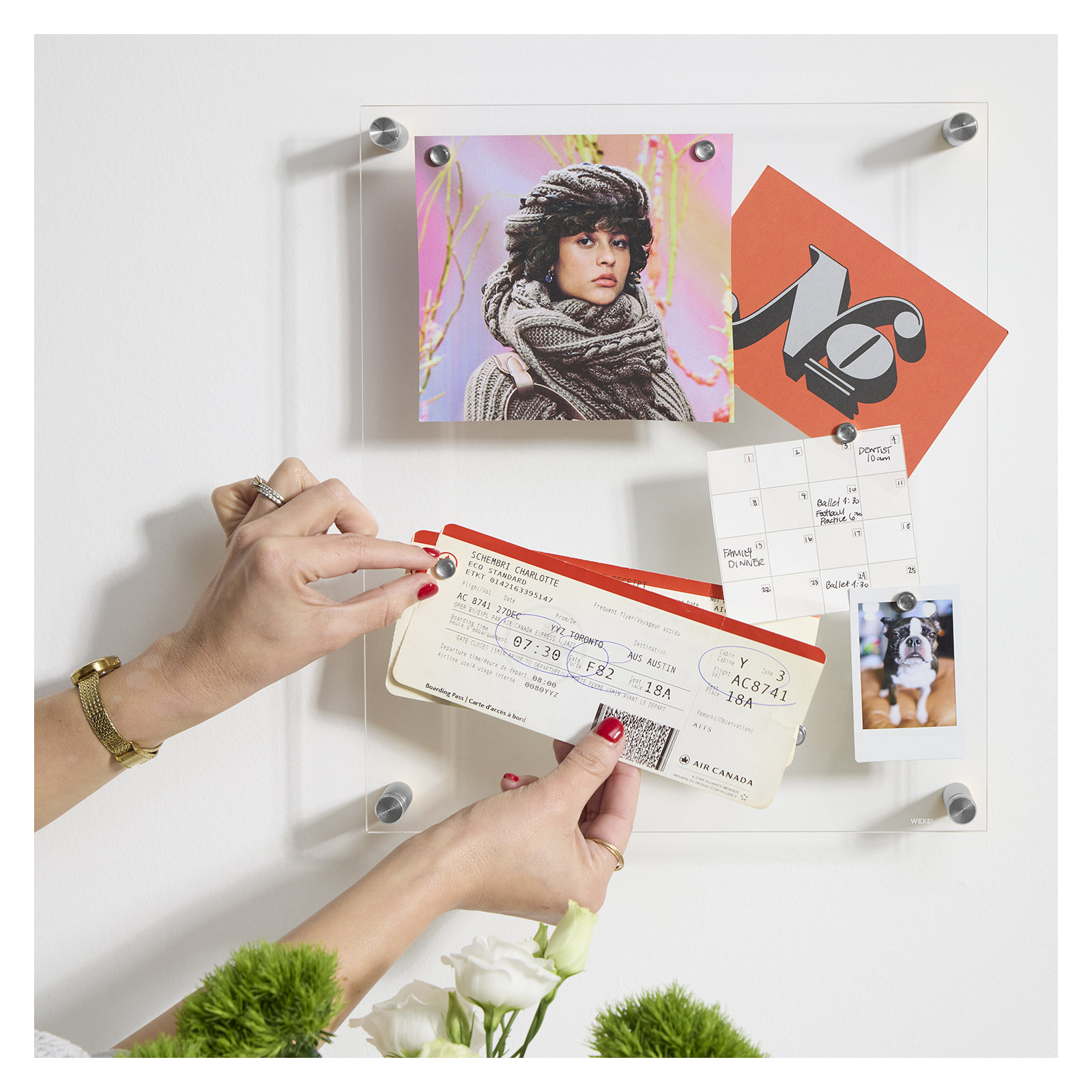Easy Change Memo Board + Magnets, Silver, 12" x1 4"