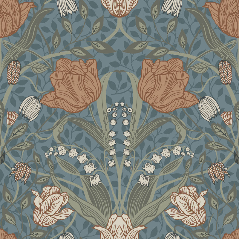 Bryanna 10.05m x 53cm Matte Wallpaper Roll, Dark Blue