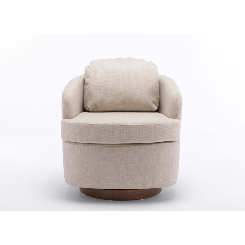 Markysha Upholstered Swivel Barrel Chair, Beige Linen Incorrect