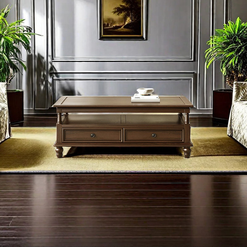 Solid Wood Coffee Table, Light Walnut