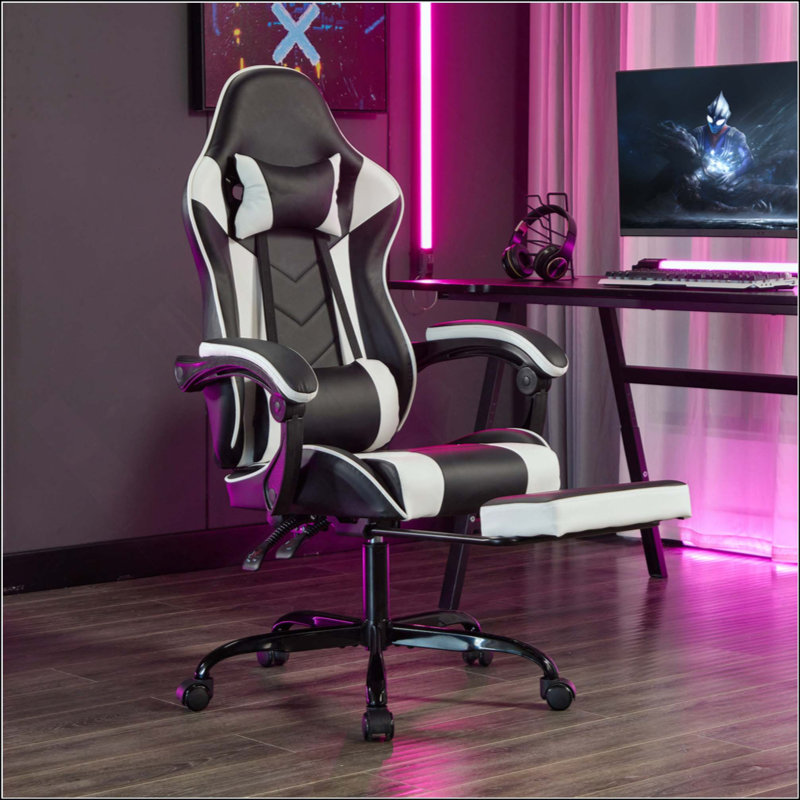 Gaming Chair With Footrest, Ergonomic Computer Chair With Headrest And Lumbar Support, Breathable Material Height Adjustable Video Game Chairs For Adults