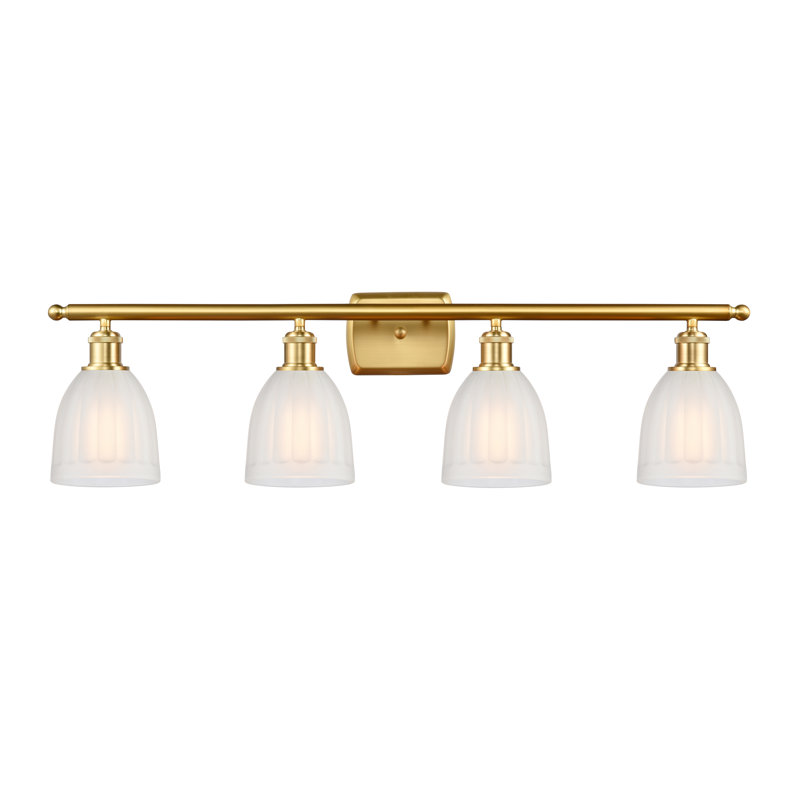 Éclairage pour salle de bain 3 lumières Dunder, Blanc, Or satiné, Ampoule incandescente rétro de 60 watts