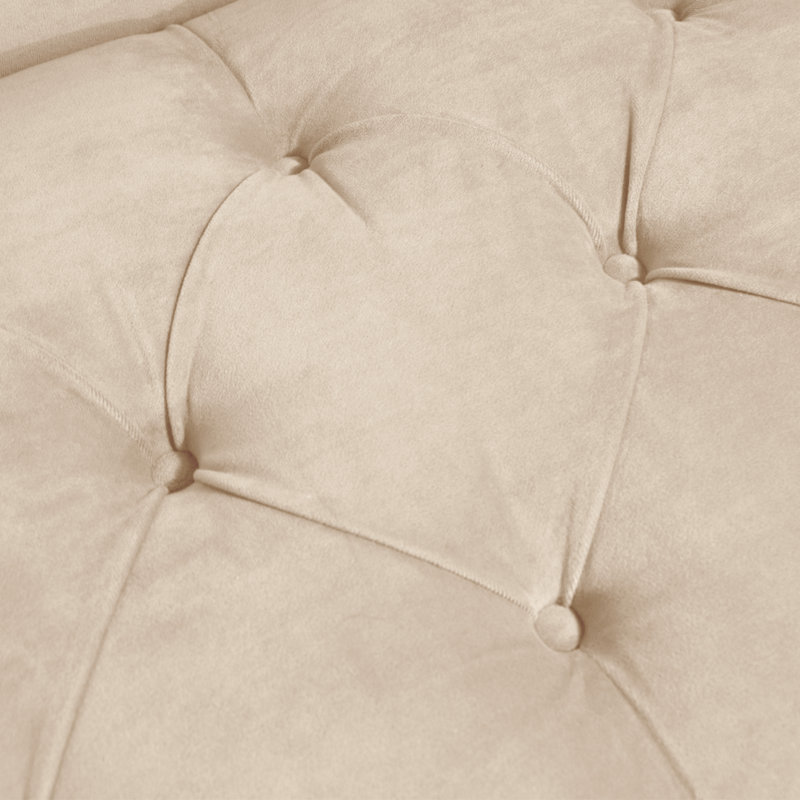 Chaise longue à accoudoirs roulés Angelica, Velours performance perle classique