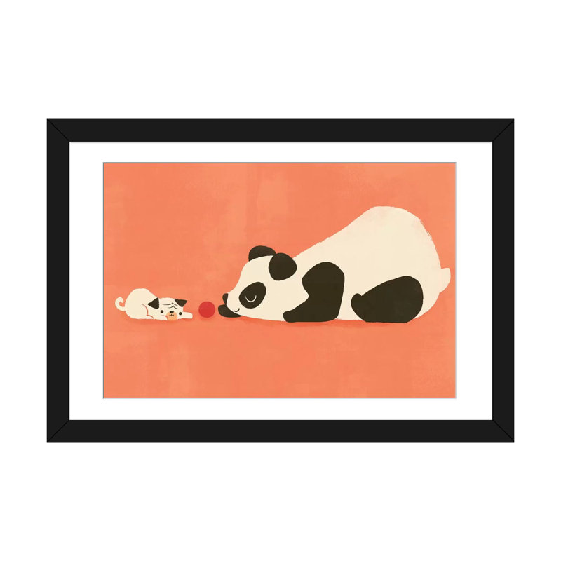 «The Pug and the Panda», impression sur toile, Papier d'art encadré noir, H 3 po x l 16 po x P 24 po, Blanc