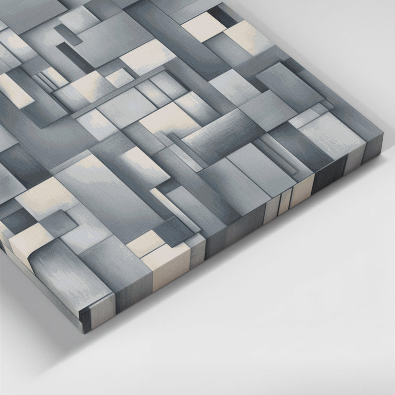 Abstract Shapes 89 Gray Canvas Wall Art, 32" H x 32" W