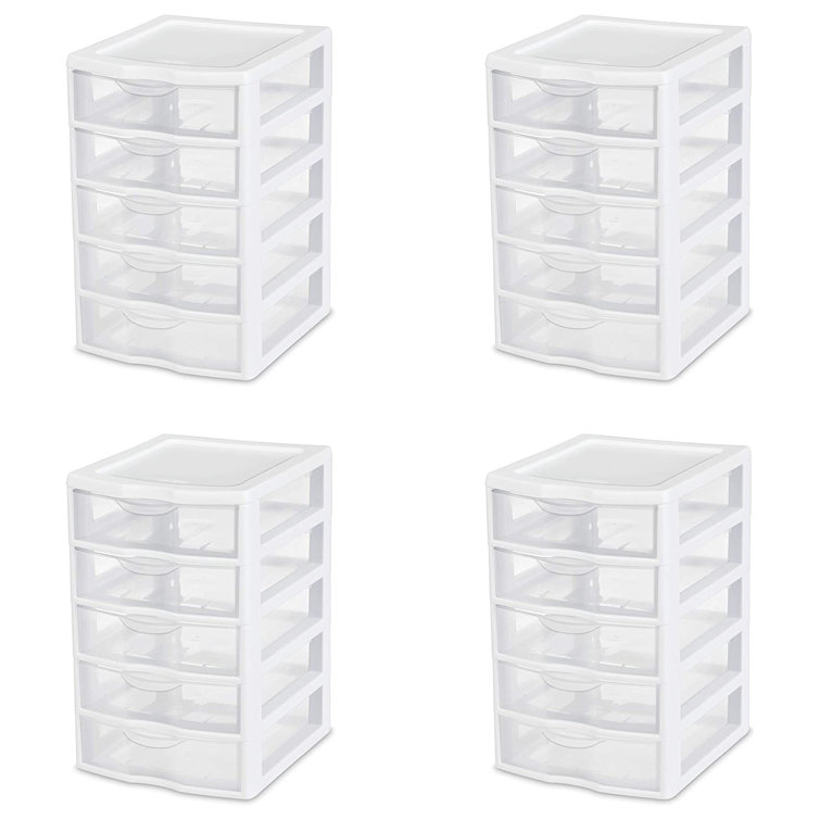 Sterilite White & Clear Portable Countertop 3-Drawer Desktop Storage Unit